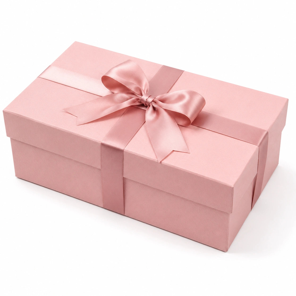 Boîte cadeau rectangulaire 30 x 20 x 10 cm en carton rose avec ruban satin fermeture à couvercle