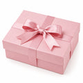 Boîte cadeau 20 x 20 x 8 cm en carton rose avec ruban satin et couvercle