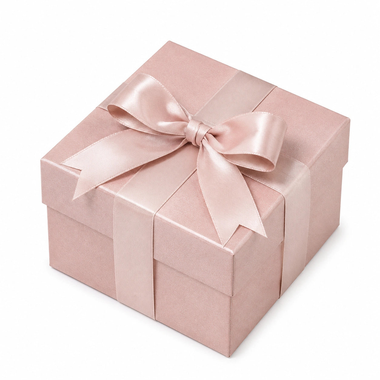 Boîte cadeau 15 x 15 x 8 cm en carton rose avec ruban en satin - emballage élégant