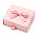 Boîte cadeau rectangulaire 20 x 15 x 6 cm en carton rose avec tiroir et nœud décoratif