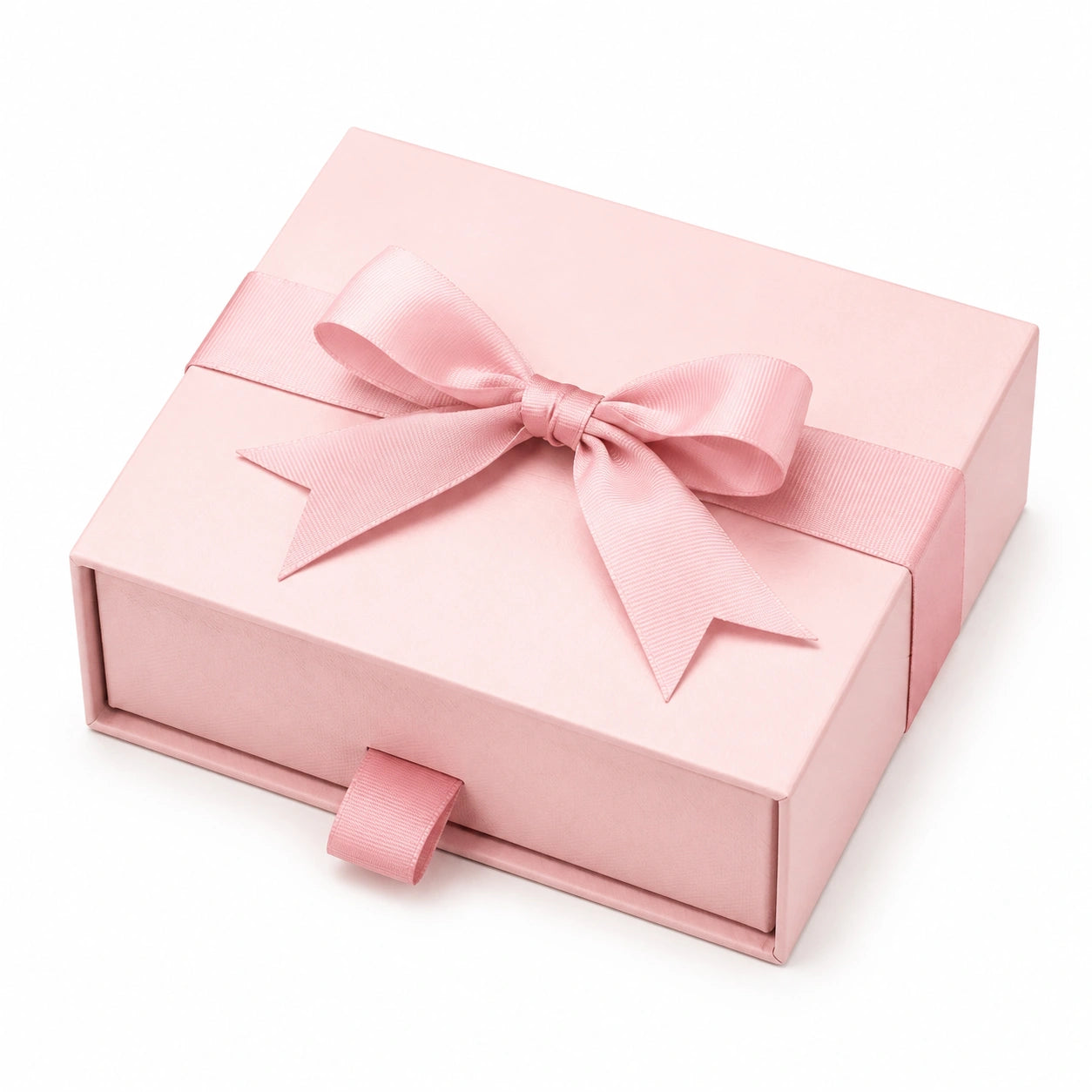 Boîte cadeau rectangulaire 20 x 15 x 6 cm en carton rose avec tiroir et nœud décoratif