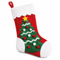 Chaussette de Noël 40 cm en feutrine rouge verte blanche avec sapin décoratif à suspendre