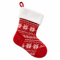 Chaussette de Noël 45 cm textile rouge et blanc à suspendre motif flocons