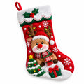 Chaussette de décoration 45 cm en feutrine rouge blanche et verte à suspendre motif renne