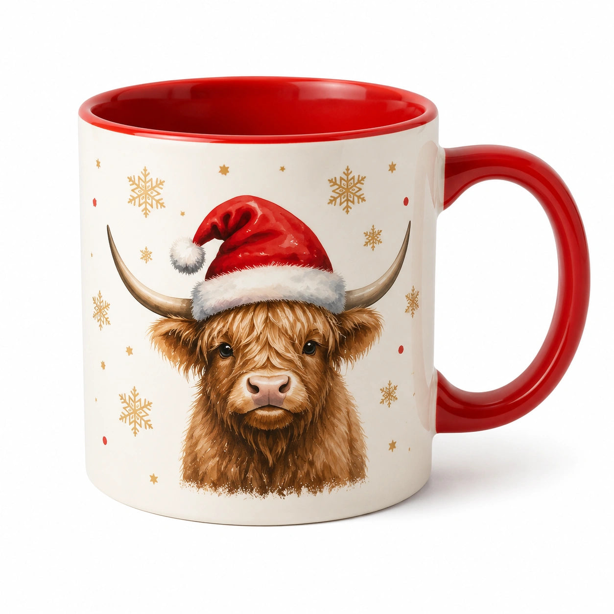 Mug en céramique 350 ml blanc rouge pour boissons chaudes à décor hivernal