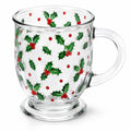 Tasse en verre 350 ml transparente à motif houx avec anse