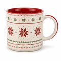 Mug en céramique 0.45 L rouge et blanc à motif flocons style traditionnel