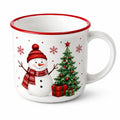 Tasse 350 ml en céramique blanche à motif hivernal rouge et vert