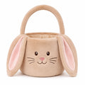 Sac à main 25 x 12 x 22 cm en textile peluche beige motif lapin à poignée souple