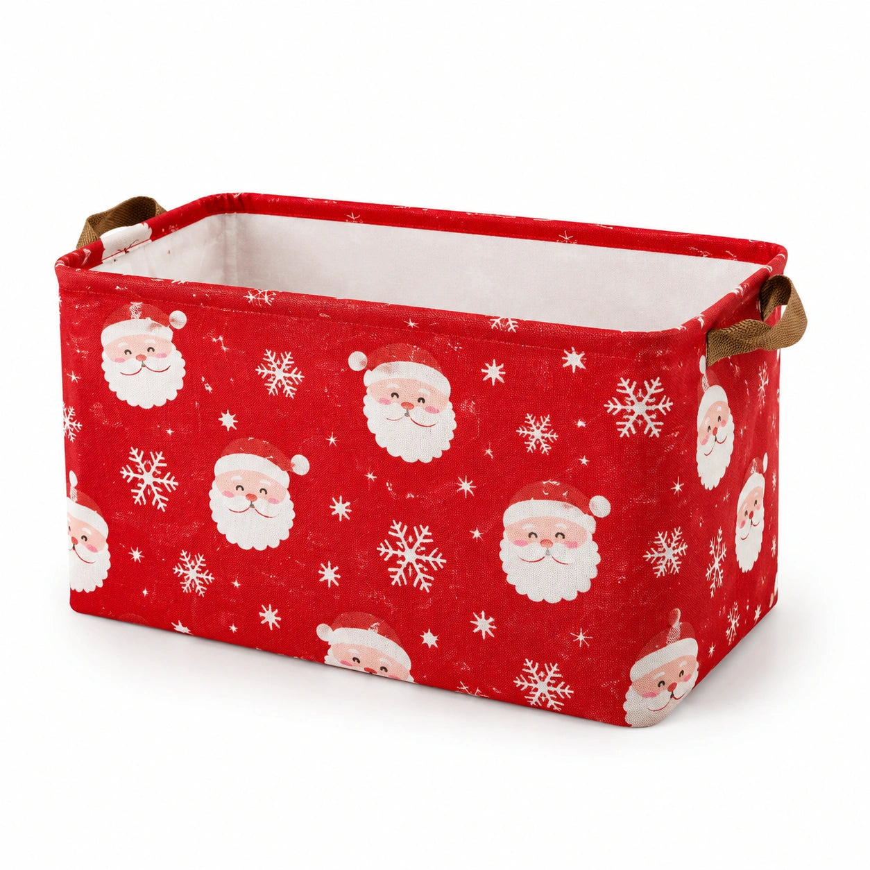 Panier de rangement 35 x 25 x 25 cm en tissu rouge à motif Noël pliable avec poignées