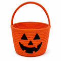 Panier de rangement rond 25 cm en corde de coton orange motif citrouille avec anse