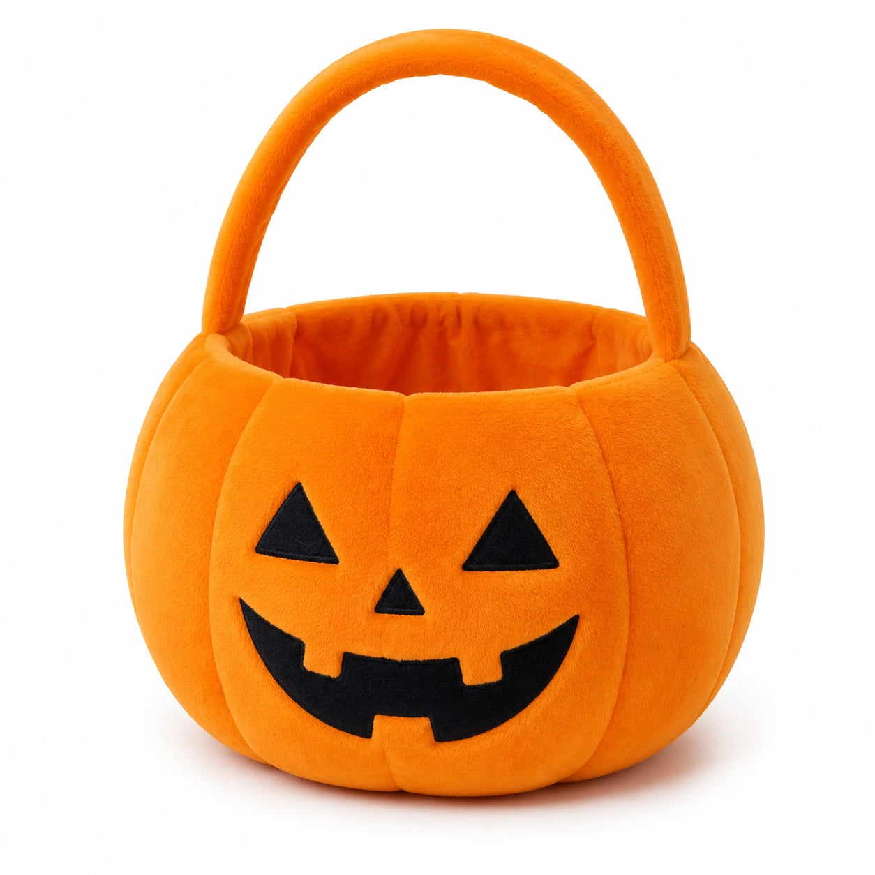 Panier de collecte 25 cm en polyester orange style citrouille pour friandises