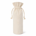 Sac à bouteille 10 x 30 cm en coton beige à cordon style sobre