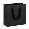 Sac cadeau 32 x 12 x 26 cm en papier cartonné noir à motif matelassé avec anses pour emballage élégant