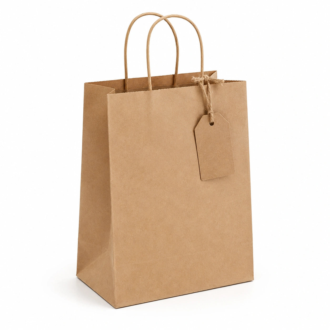 Sac cadeau en papier 26 x 12 x 32 cm marron à poignées torsadées pour emballage